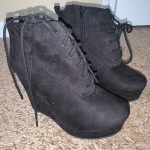 Black Wedge Platform Boots